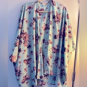 Mint Floral Draped Kimono